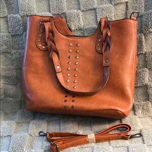 Sam & Hadley Brown Studded Women's Tote Bag